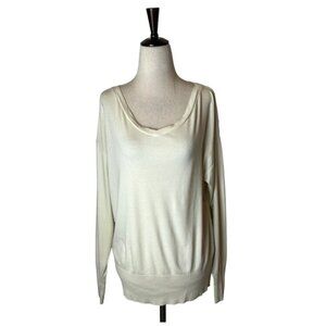 COS Sweater Women Small Ivory V Neck Cotton Blend Ribbed‎ Lightweight Pullover